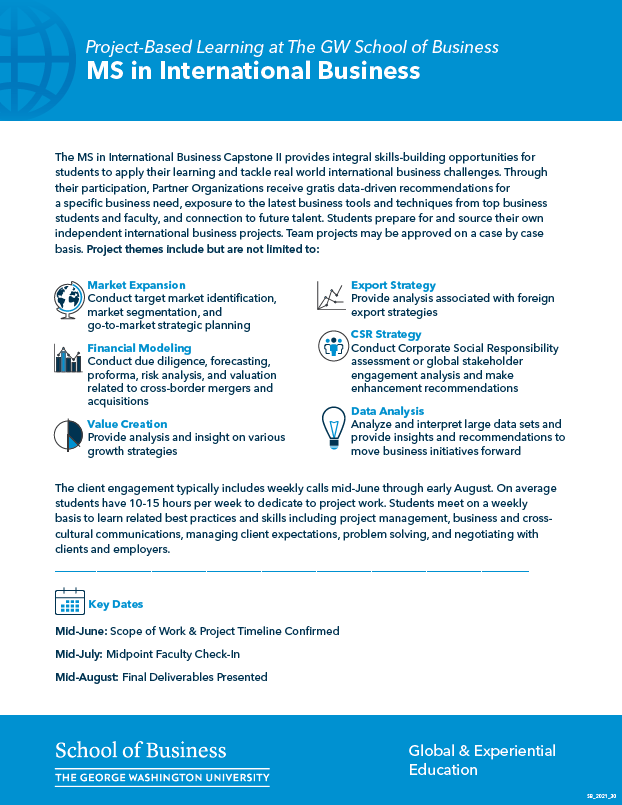 MSIB Program Capstone II Information - links to PDF