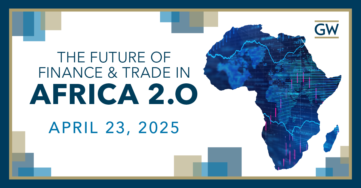 The future of finance and trade in Africa 2.0 conferemce, April 23, 2025. Image shows an outline of the continent of Africa.