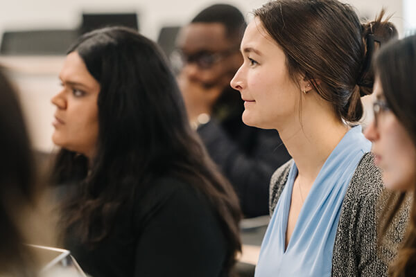 students look away from the camera during a class