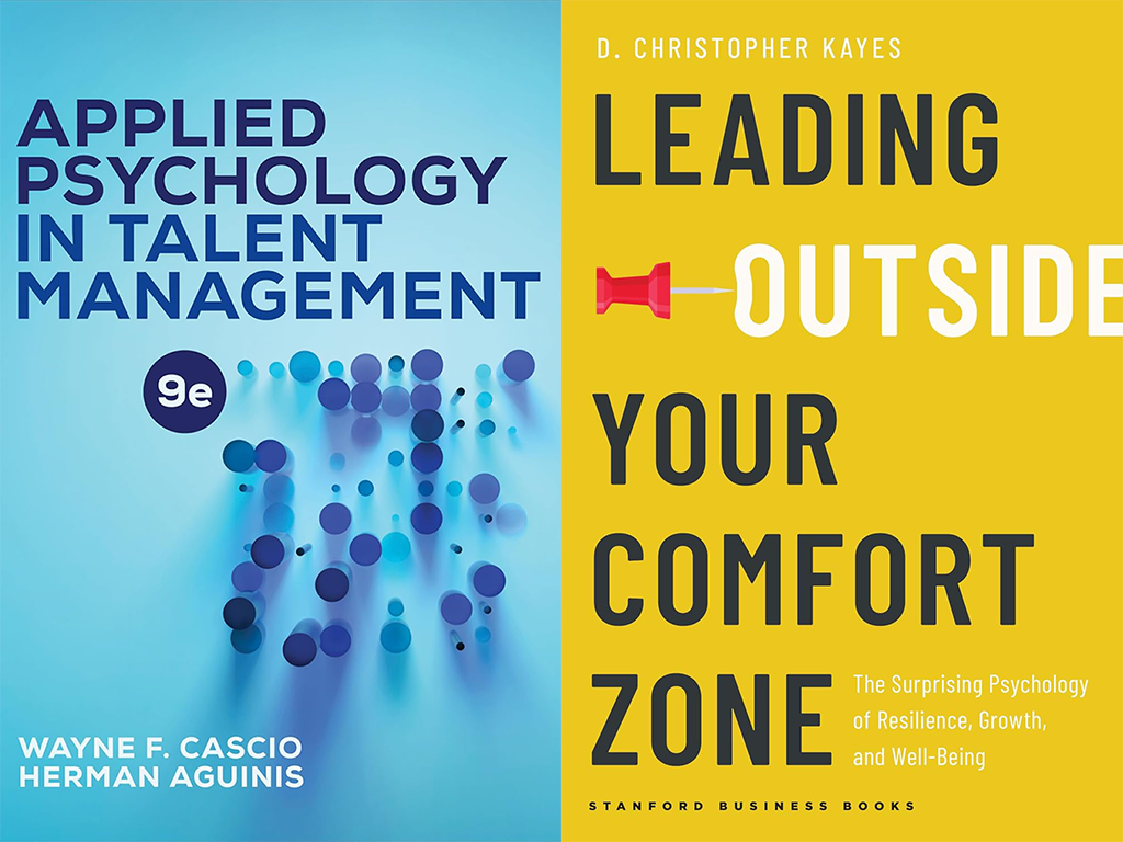 Applied Psychology in talent managment and leading outside your comfort zone book covers