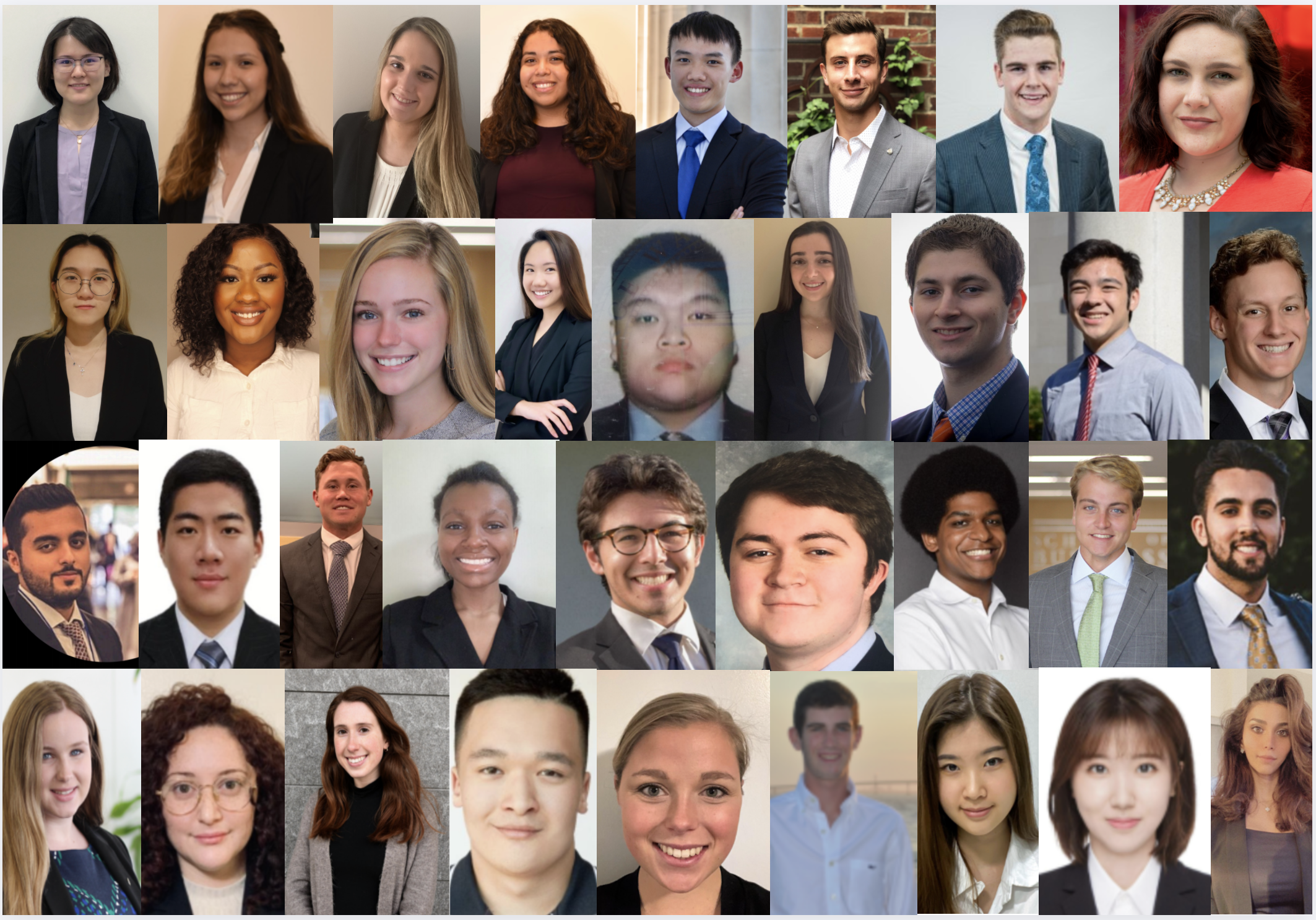 headshots of students in the accountancy capstone course at GWSB