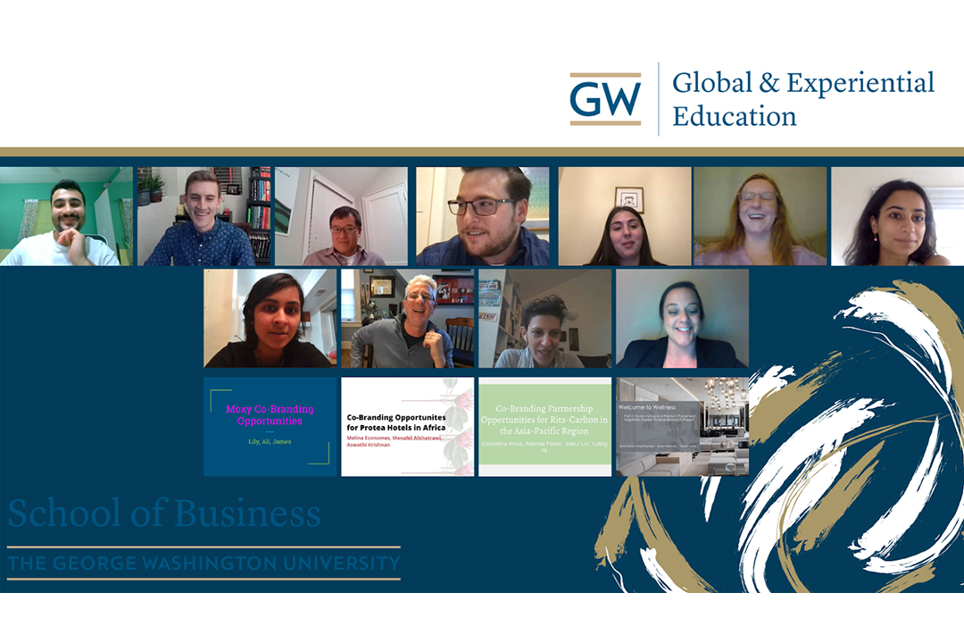 GWSB students pitch Marriott International’s senior director of Global Enterprise Partnerships, Maia Daniels