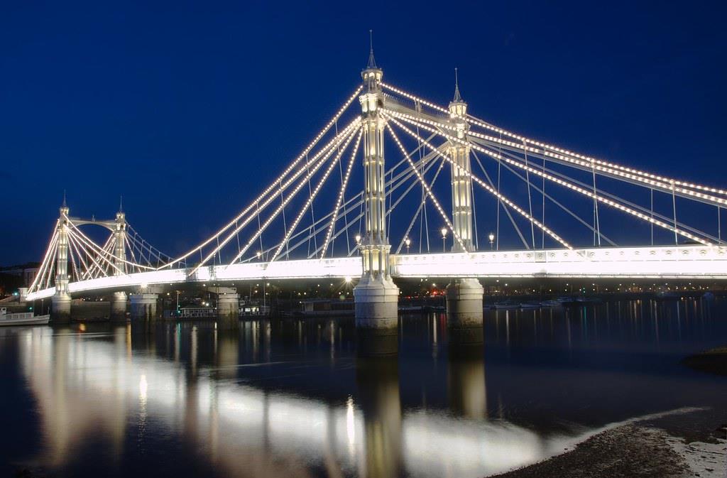 Suspenion bridge at night