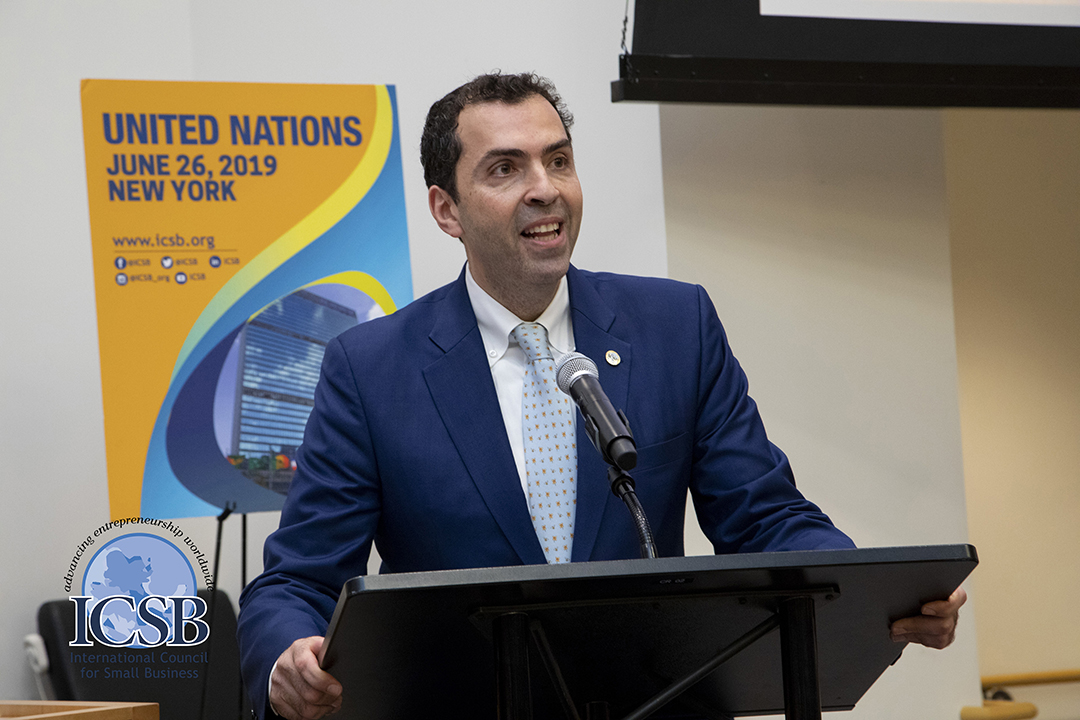 photo - GWSB Professor Ayman El Tarabishy speaks at the United Nations