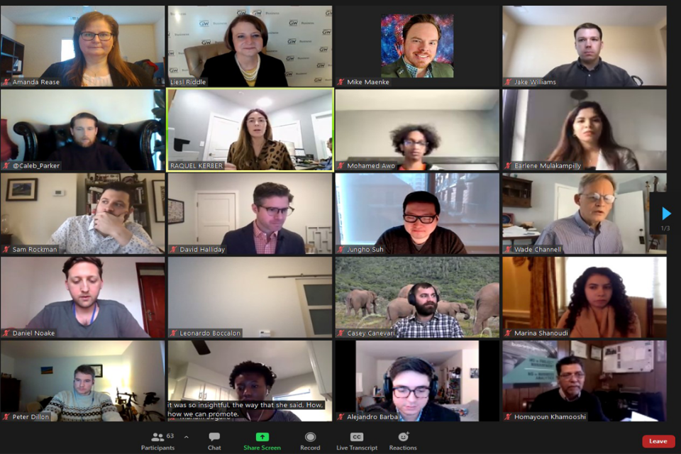 screenshot of participants in one of GWSB's virtual Industry Roundtables