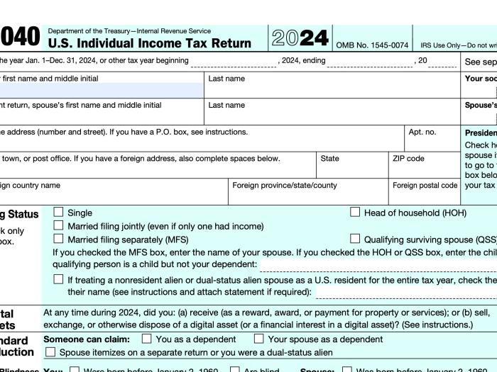 Image shows a U.S. tax Form 1040.