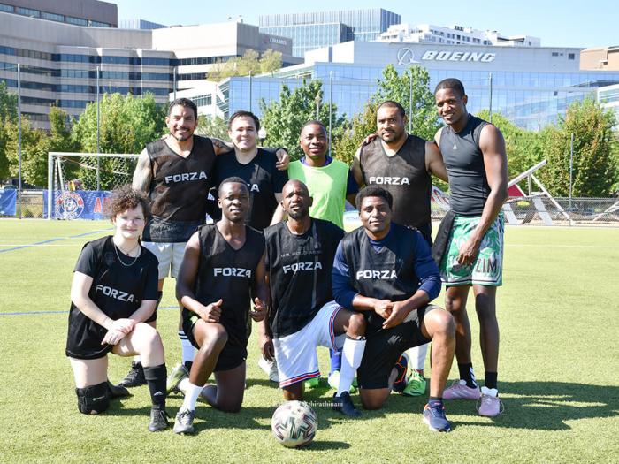 MBA Mavericks pose for group photo at inaugural Buff & Blue Cup