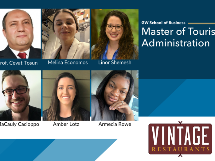 header image of GWSB students and faculty who analyzed pandemic issues for a Washington, D.C.-based restaurant group