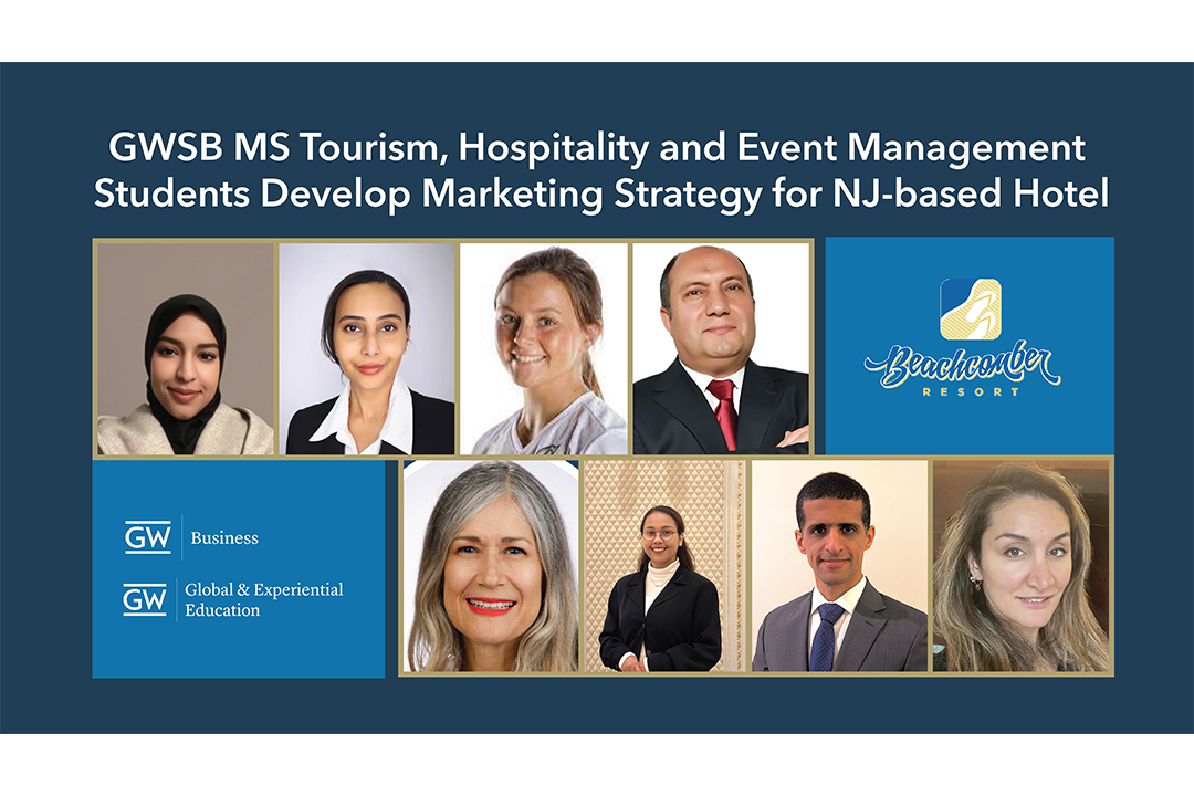 composite photo of GW School of Business MS in Tourism, Hospitality & Event Management students and professors
