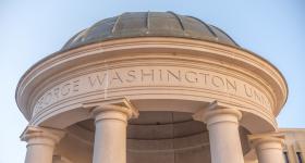Tempietto with "George Washington University" inscribed on it